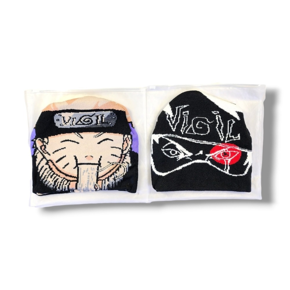 Made By Vigil Naruto Set Of 2 Unisex Knit Acrylic Beanie 100% Authentic